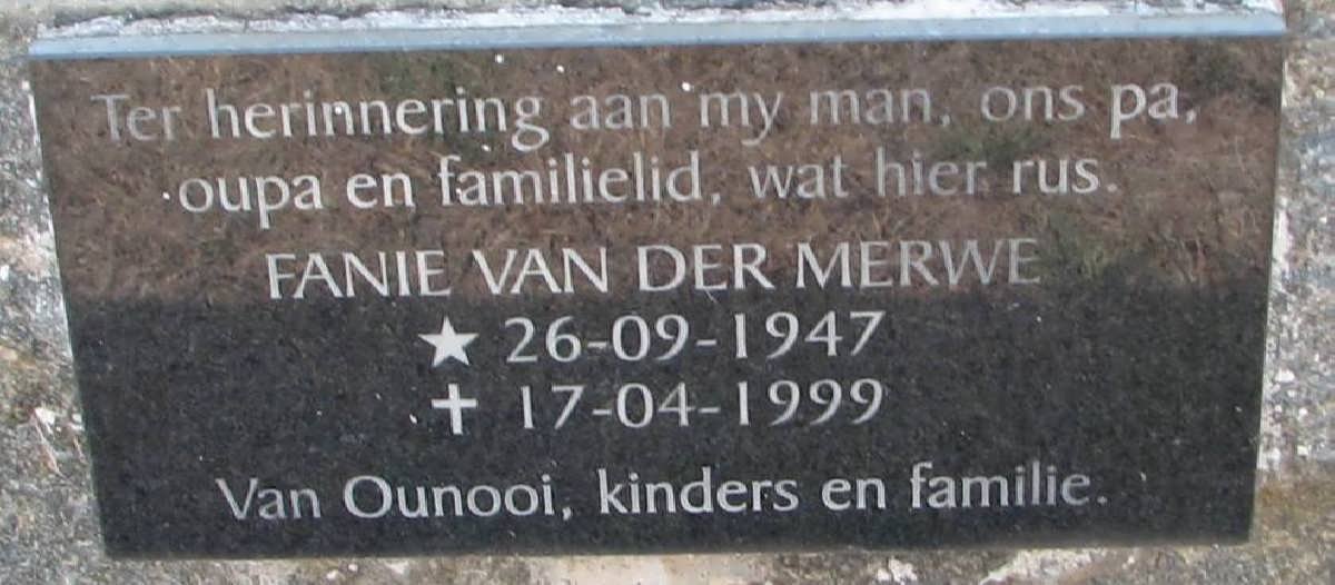 MERWE Fanie, van der 1947-1999
