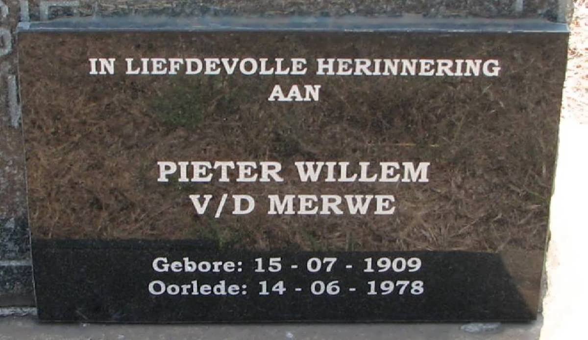 MERWE Pieter Willem, v.d. 1909-1978