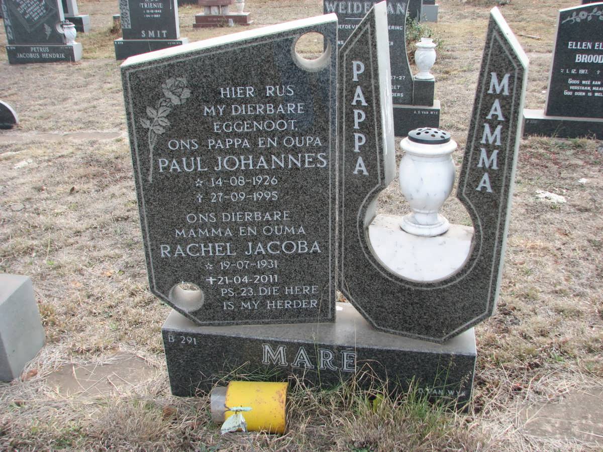 MARÉ Paul Johannes 1926-1995 &amp; Rachel Jacoba 1931-2011