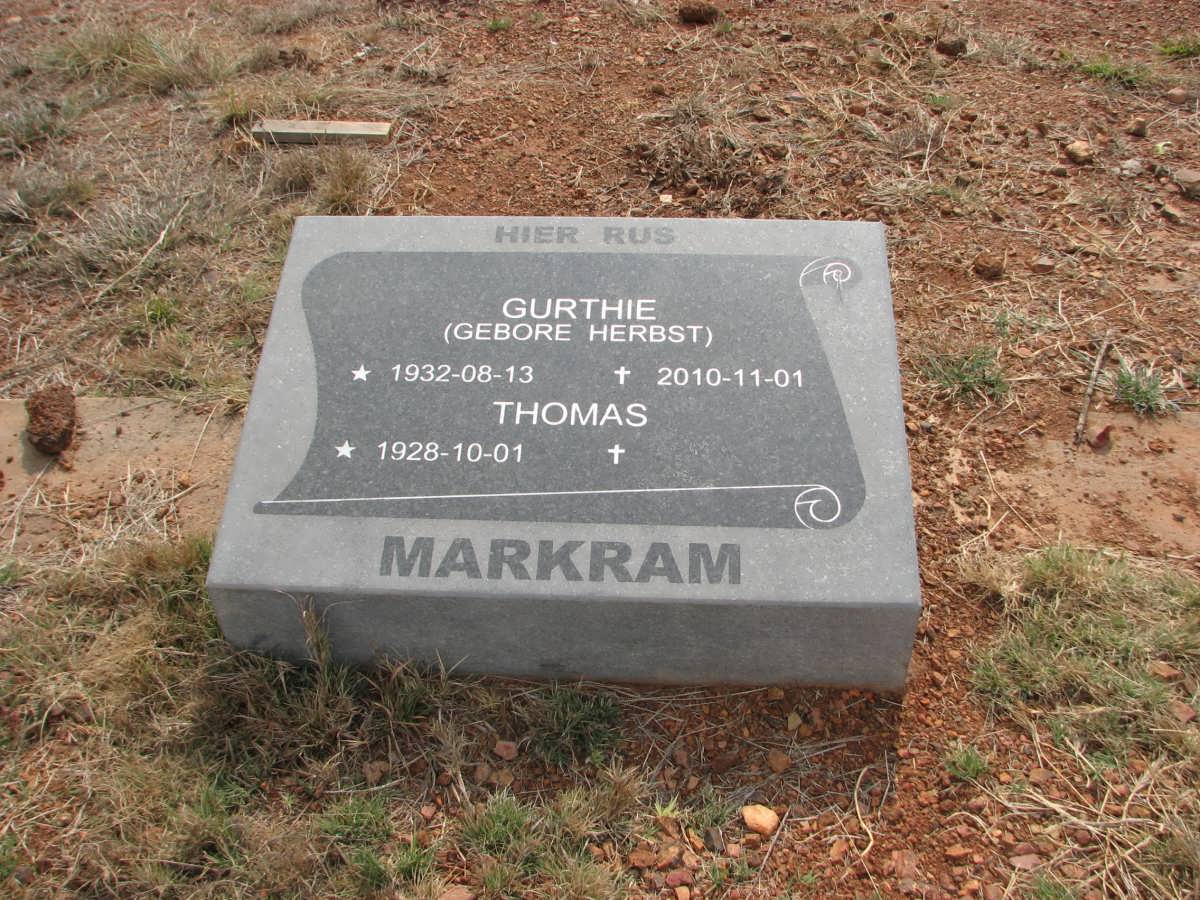 MARKRAM Thomas 1928- &amp; Gurthie HERBST 1932-2010