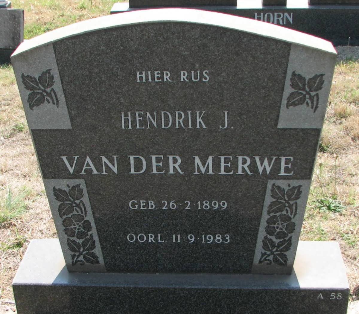 MERWE Hendrik J., van der 1899-1983
