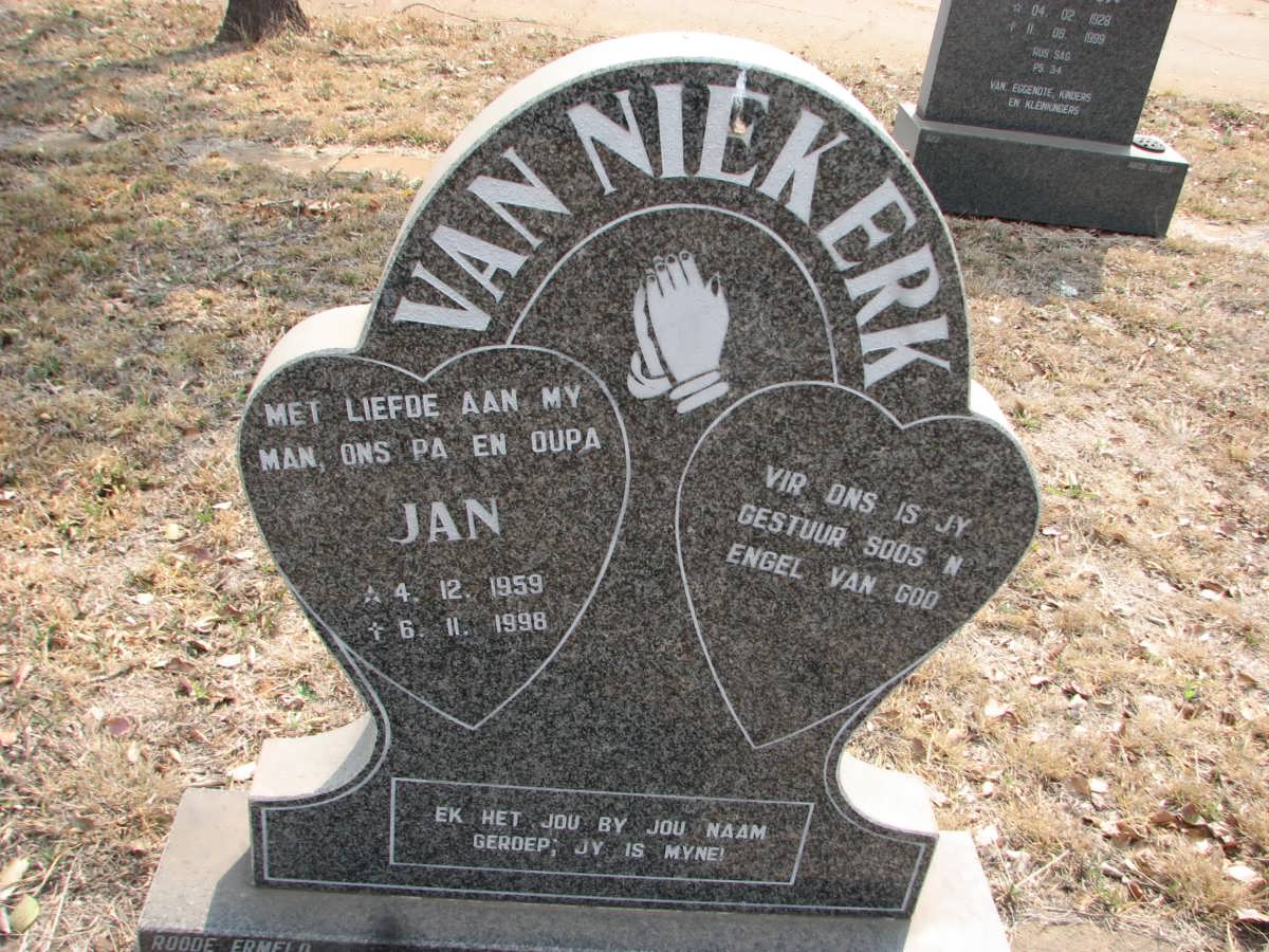 NIEKERK Jan, van 1959-1998