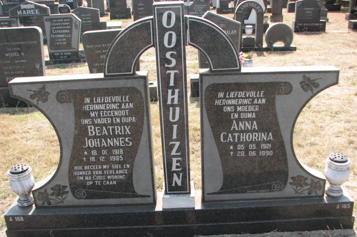 OOSTHUIZEN Beatrix Johannes 1918-1985 &amp; Anna Cathorina 1921-1990