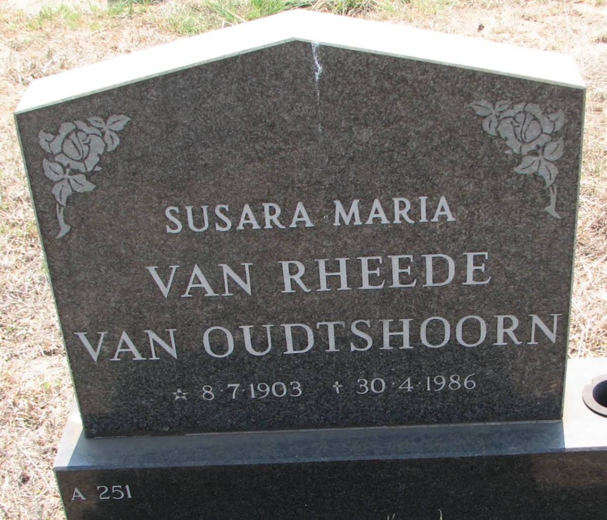 OUDTSHOORN Susara Maria, van RHEEDE van 1903-1986
