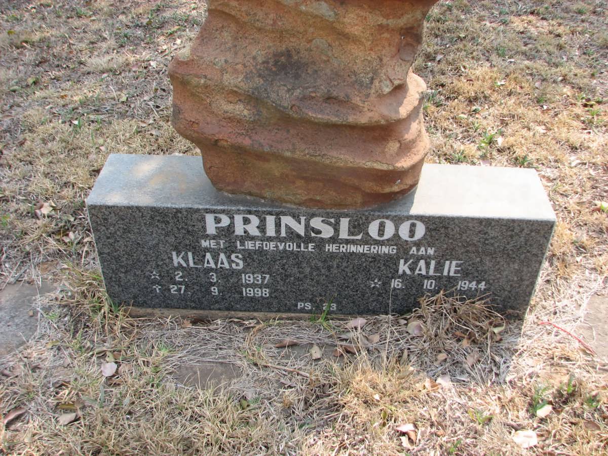 PRINSLOO Klaas 1937-1998 &amp; Kalie 1944-