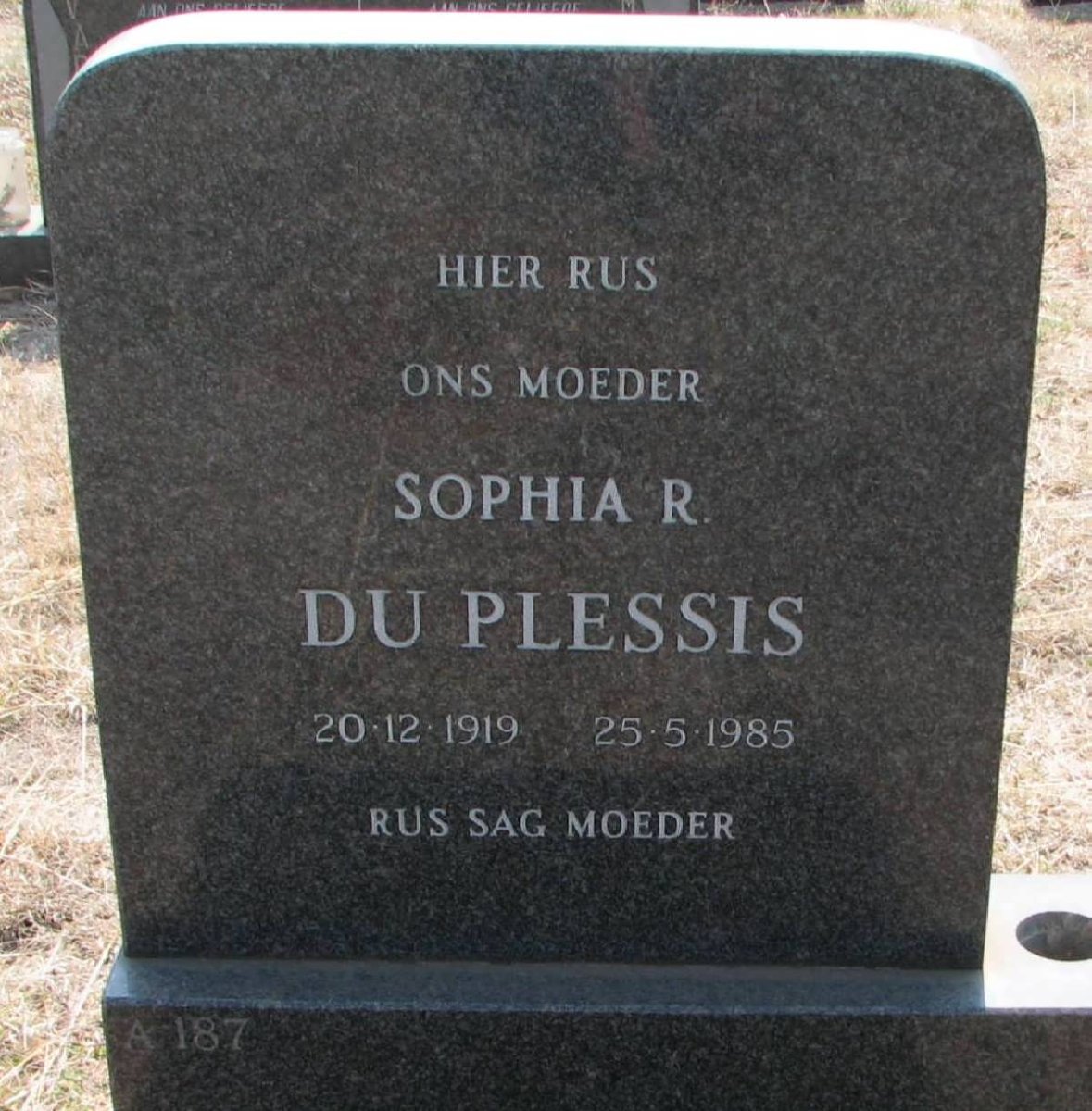 PLESSIS Sophia R., du 1919-1985