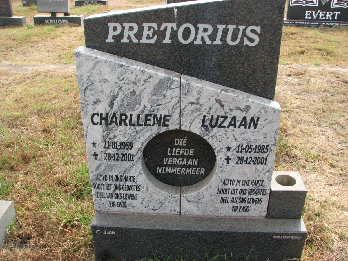 PRETORIUS Charlene 1959-2001 :: PRETORIUS Luzaan 1985-2001