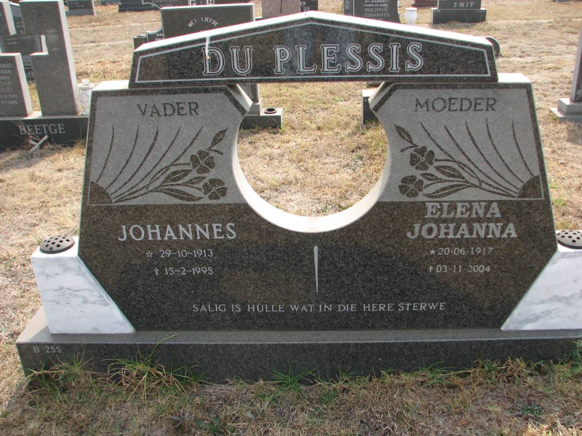 PLESSIS Johannes, du 1913-1995 &amp; Elena Johanna 1917-2004