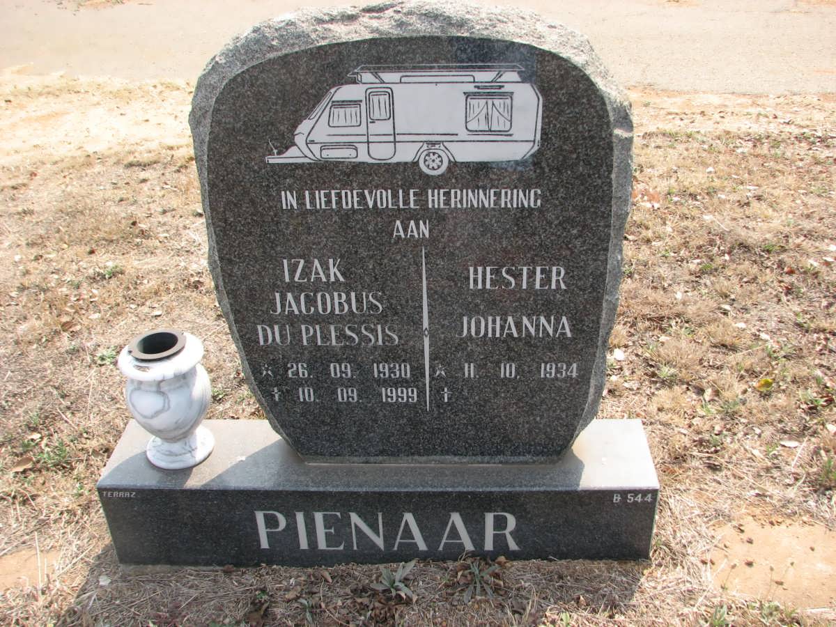 PIENAAR Izak Jacobus du Plessis 1930-1999 &amp; Hester Johanna 1934-