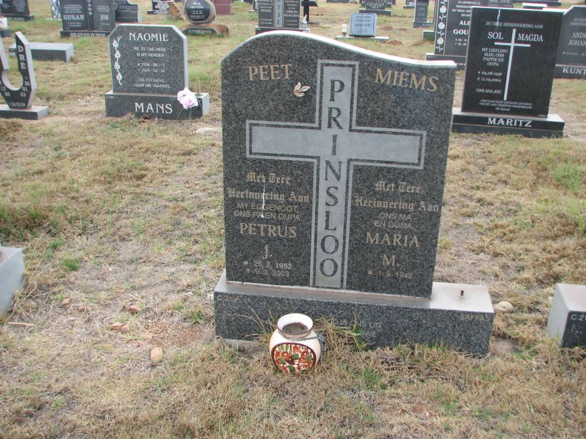 PRINSLOO Petrus J. 1952-2003 &amp; Maria M. 1942-