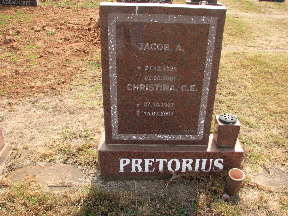 PRETORIUS Jacob A. 1925-2001 &amp; Christina C.E. 1927-2001