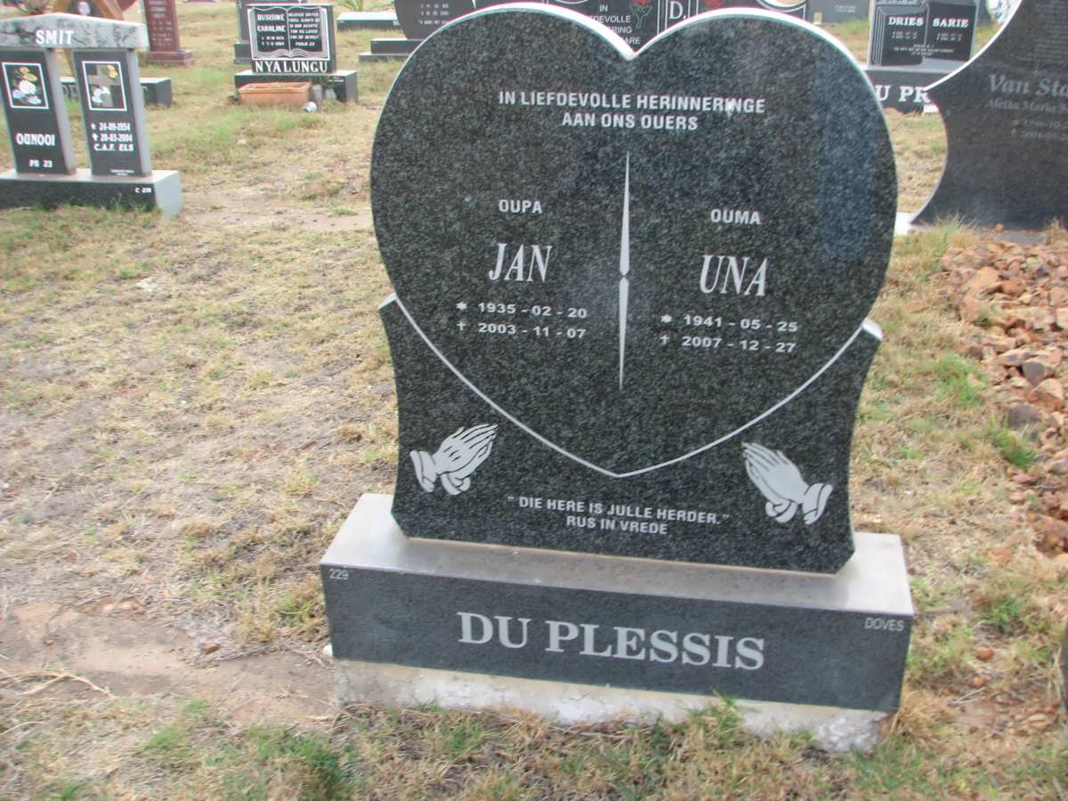 PLESSIS Jan, du 1935-2003 &amp; Una 1941-2007