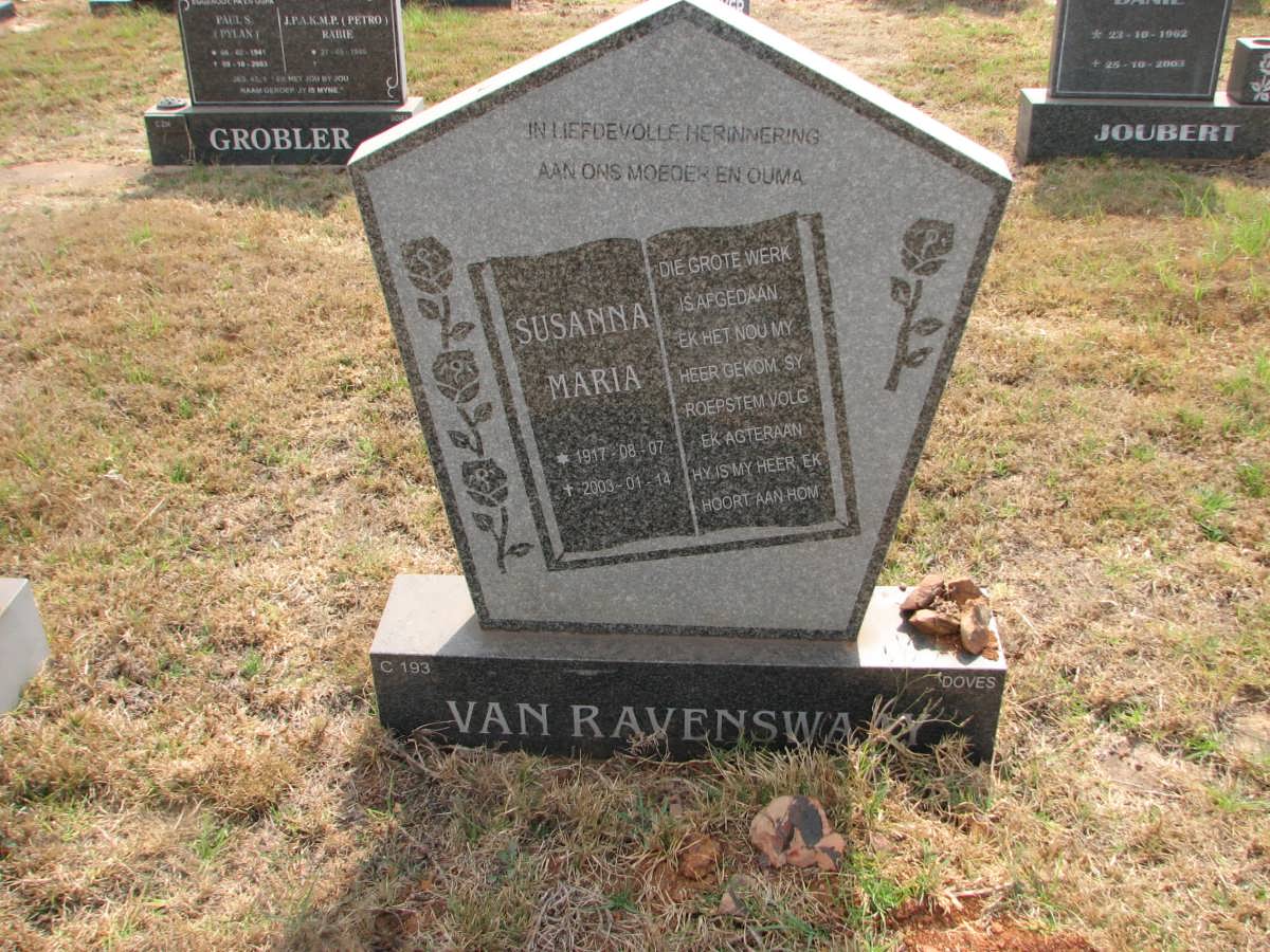 RAVENSWAAY Susanna Maria, van 1917-2003