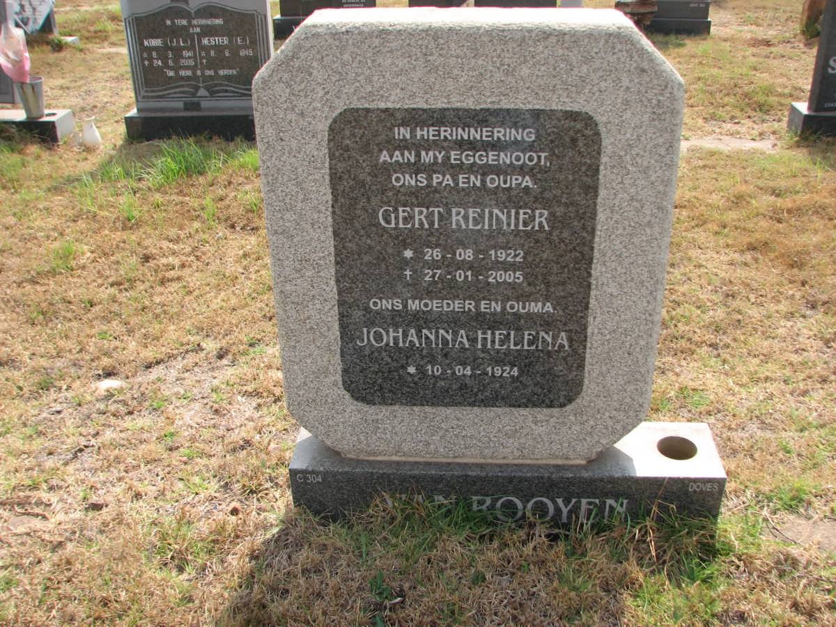 ROOYEN Gert Reinier, van 1922-2005 &amp; Johanna Helena 1924-