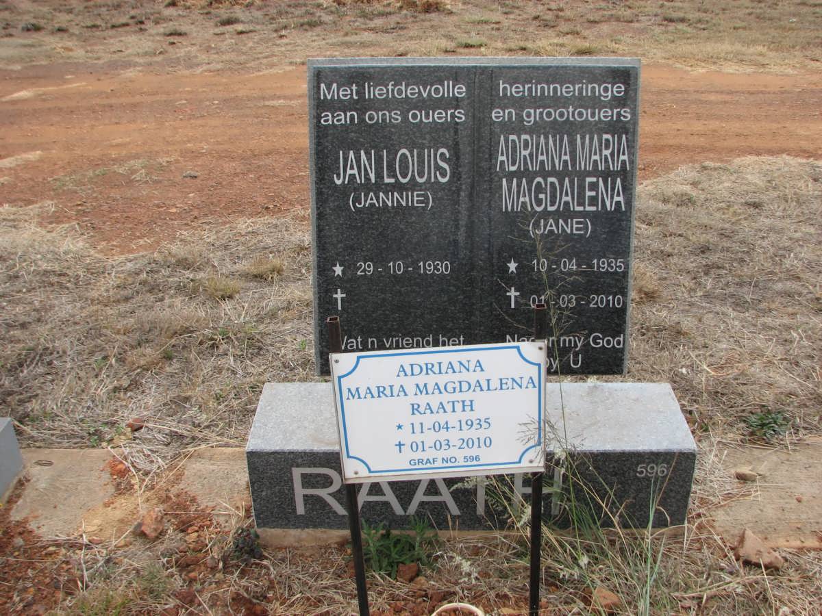 RAATH Jan Louis 1930- &amp; Adriana Maria Magdalena 1935-2010