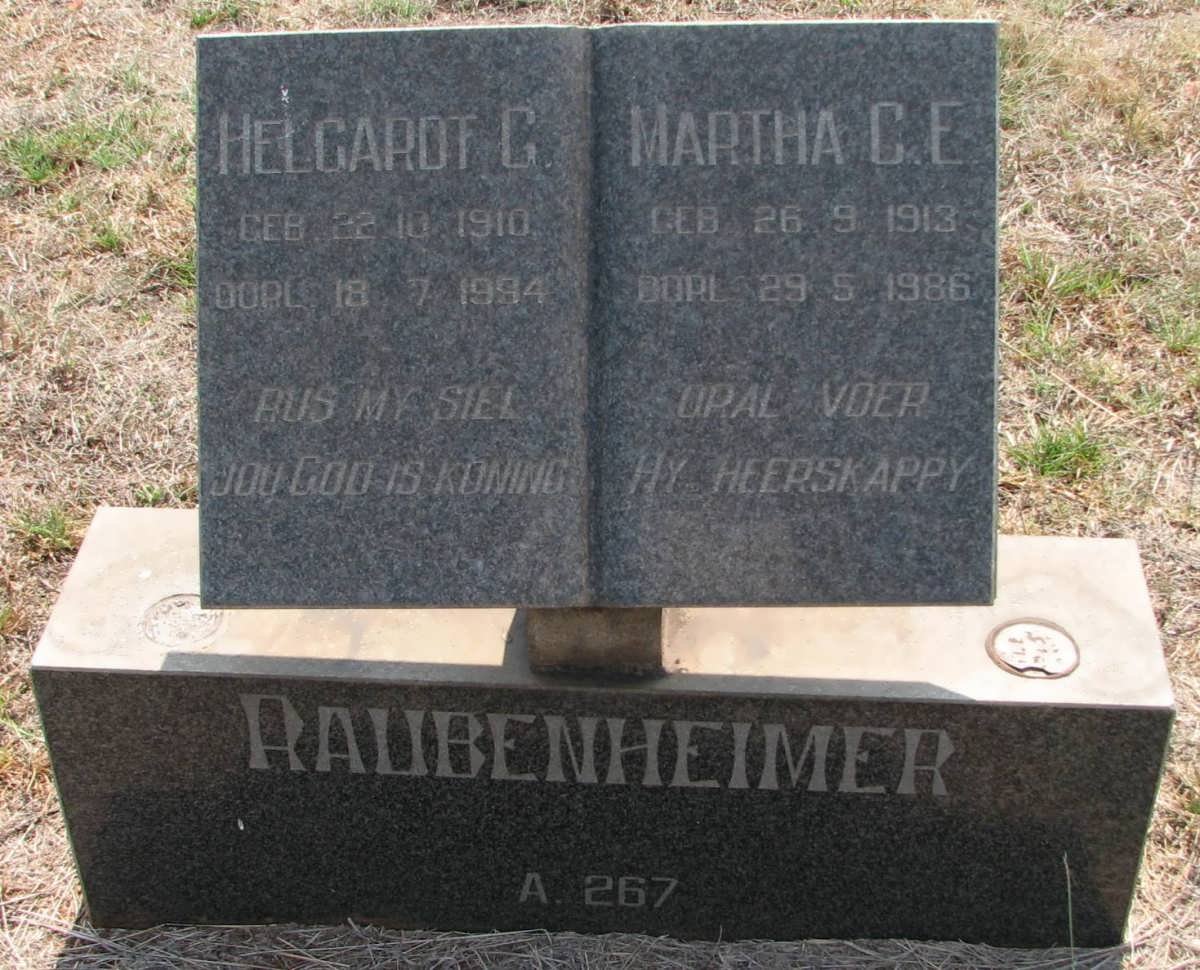 RAUBENHEIMER Helgardt G. 1910-1994 &amp; Martha C.E. 1913-1986