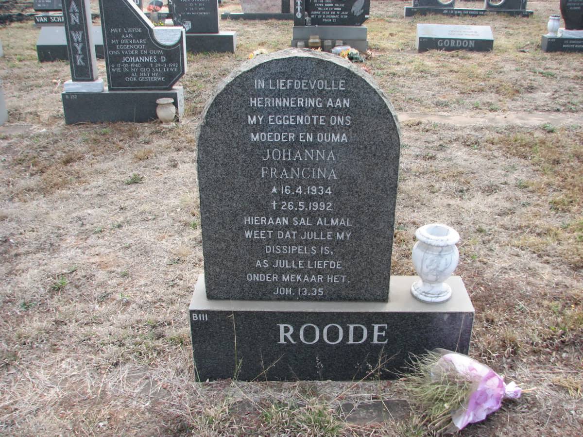 ROODE Johanna Francina 1934-1992