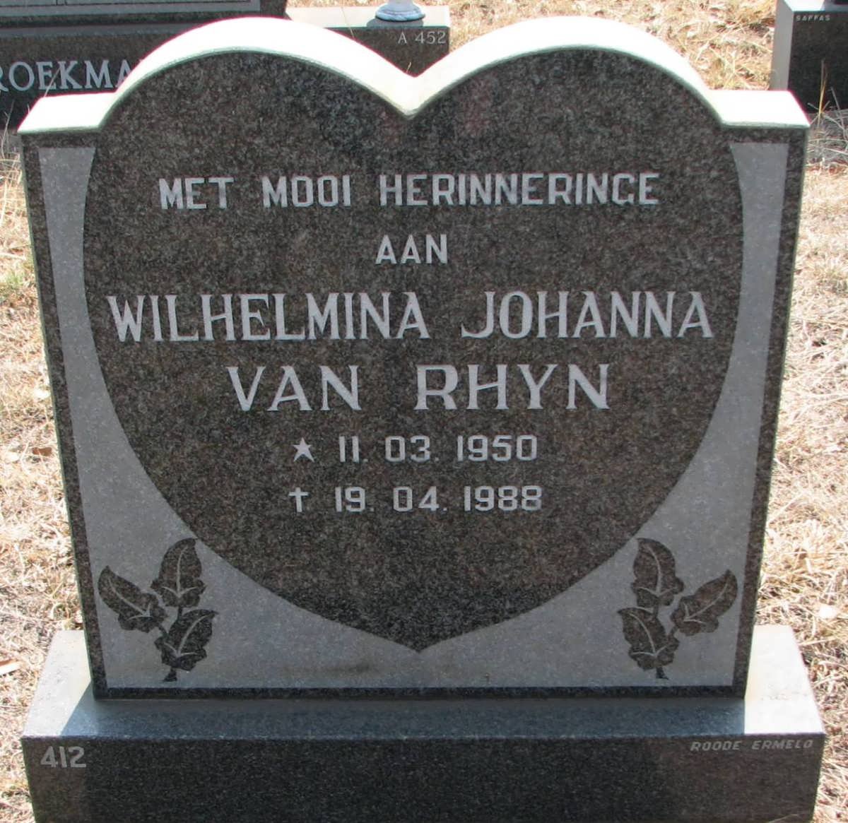 RHYN Wilhelmina Johanna, van 1950-1988