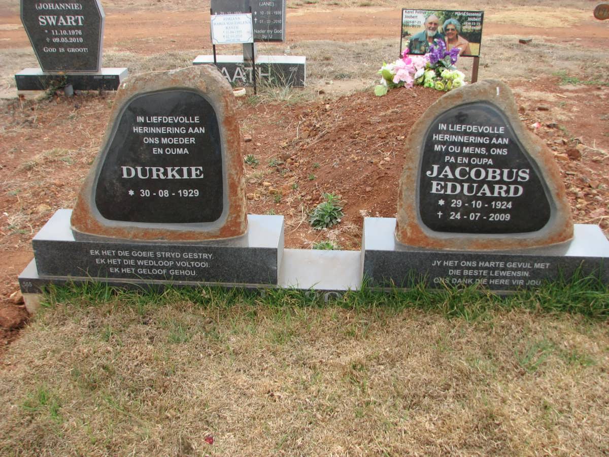 ROUX Jacobus Eduard, le 1924-2009 &amp; Durkie 1929-