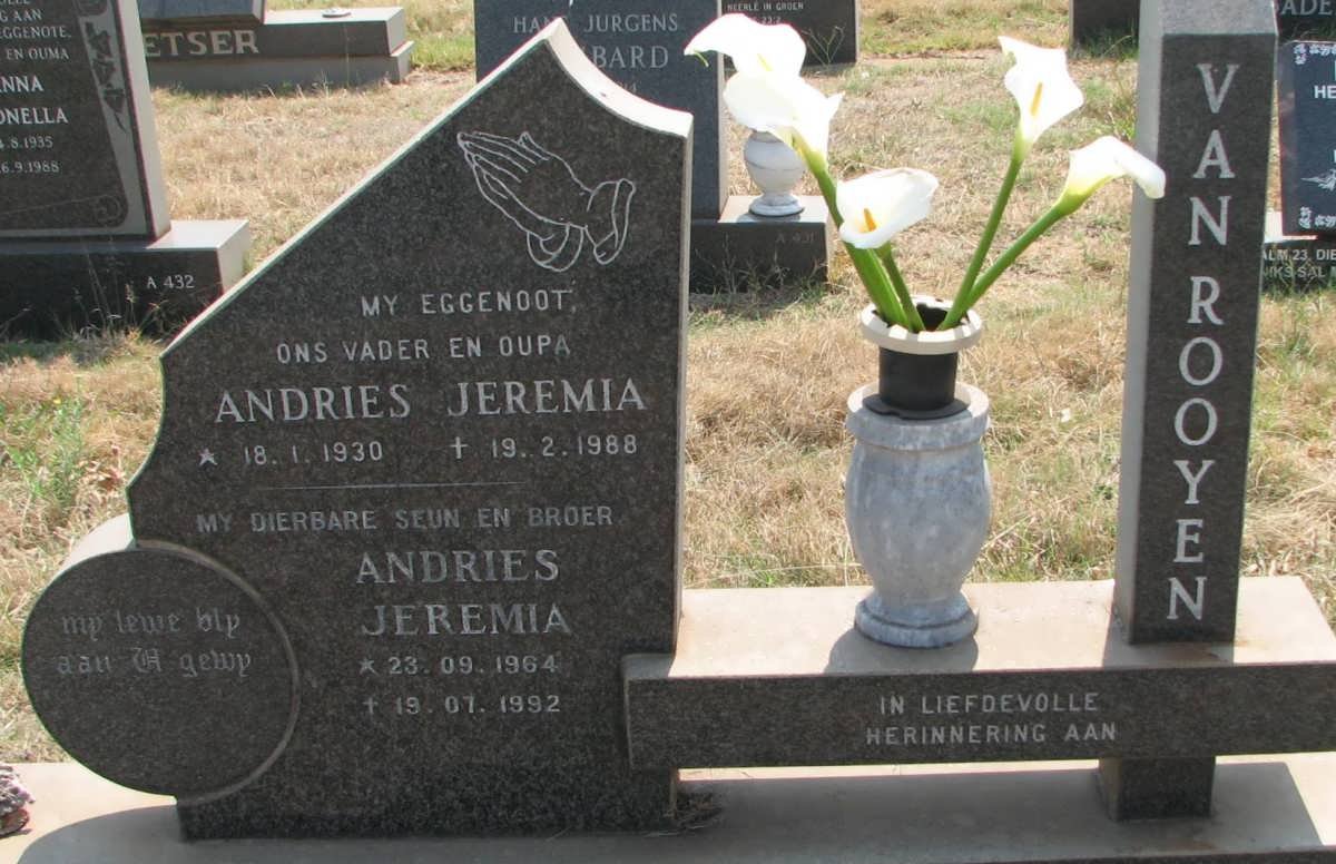ROOYEN Andries Jeremia, van 1930-1988 :: VAN ROOYEN Andries Jeremia 1964-1992