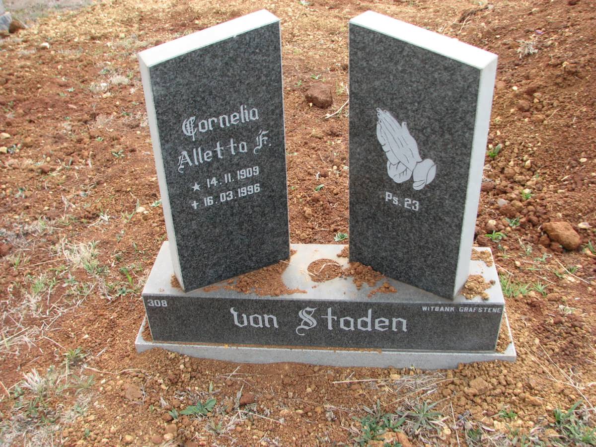 STADEN Cornelia Aletta F., van 1909-1996