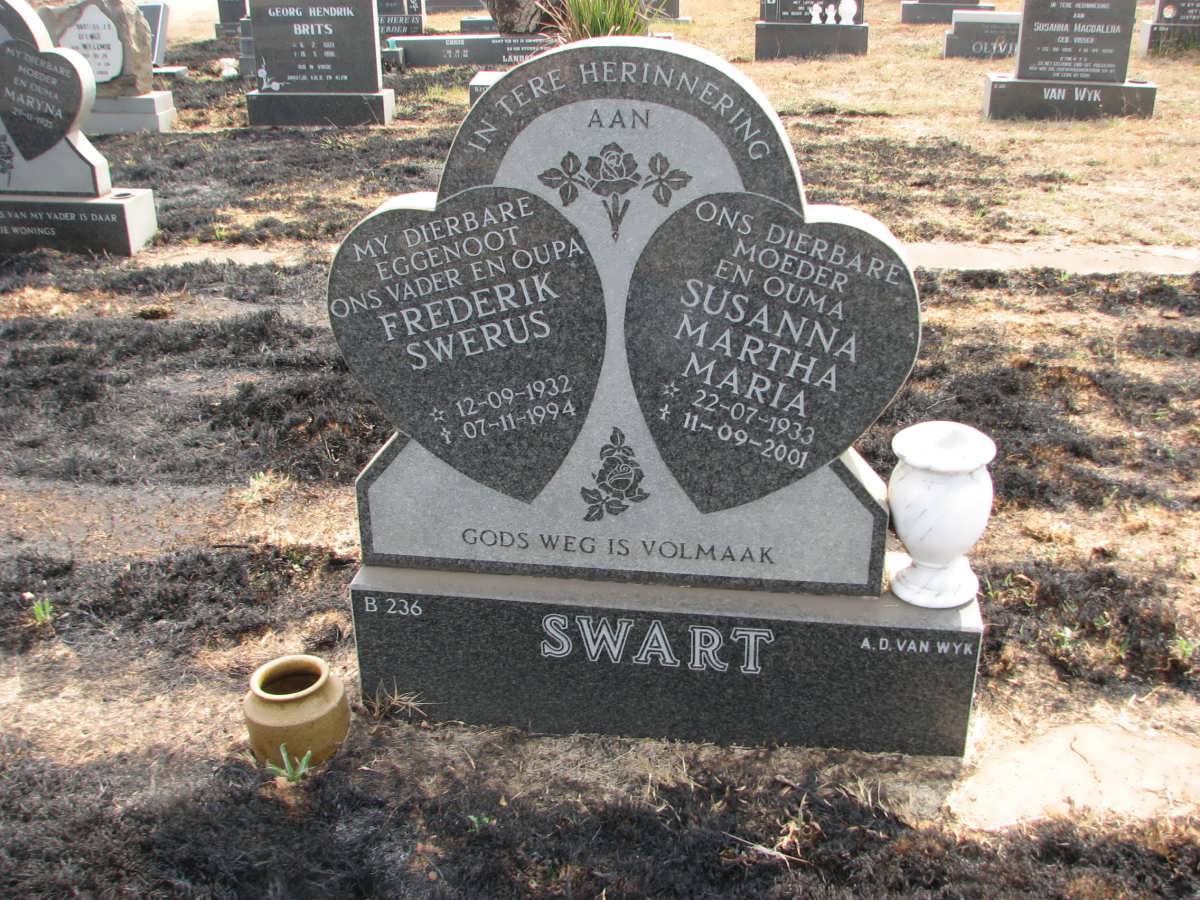 SWART Frederik Swerus 1932-1994 &amp; Susanna Martha Maria 1933-2001