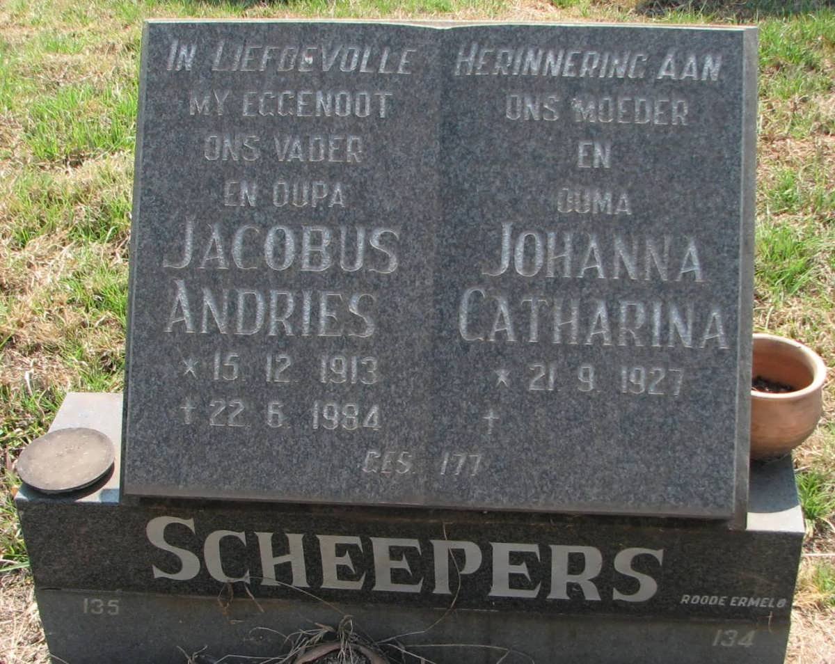 SCHEEPERS Jacobus Andries 1913-1984 &amp; Johanna Catharina 1927-