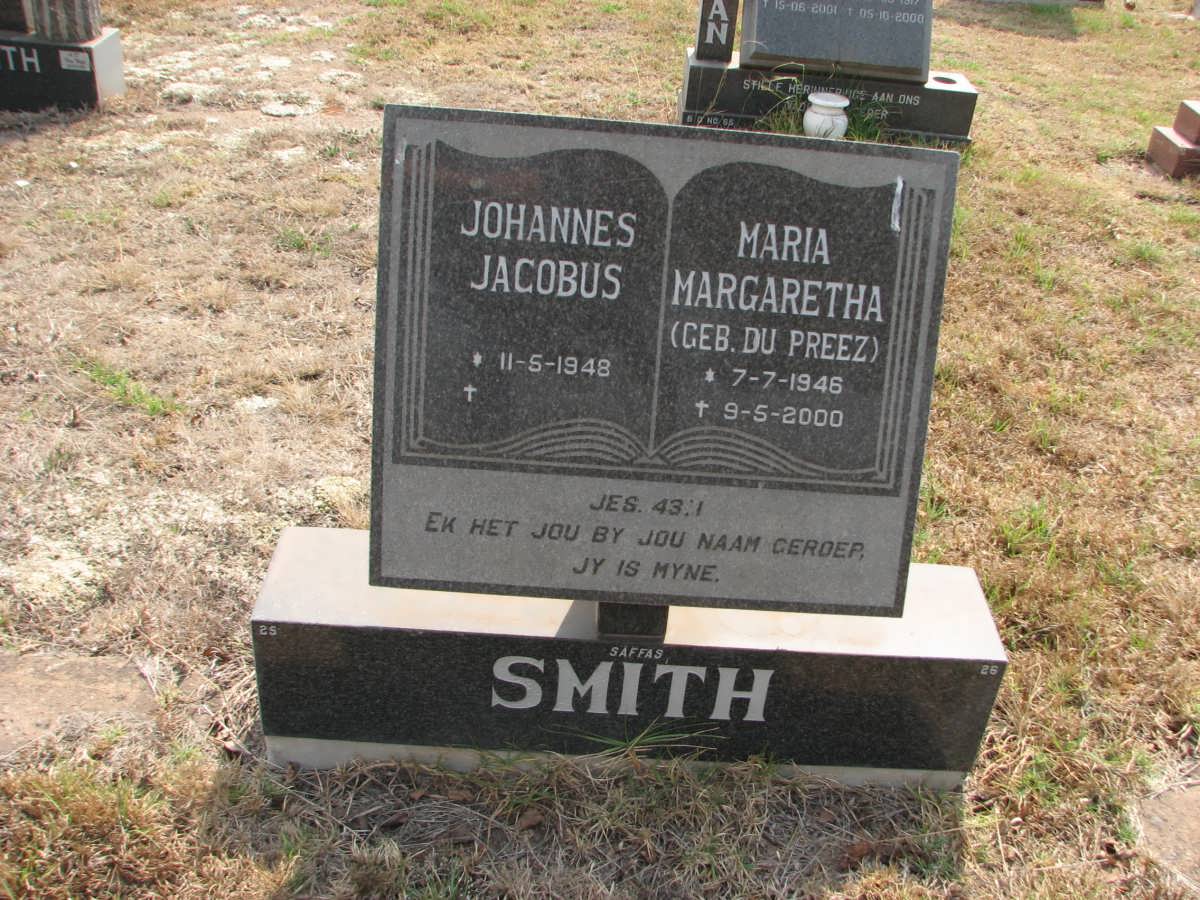 SMITH Johannes Jacobus 1948- &amp; Maria Margaretha DU PREEZ 1946-2000