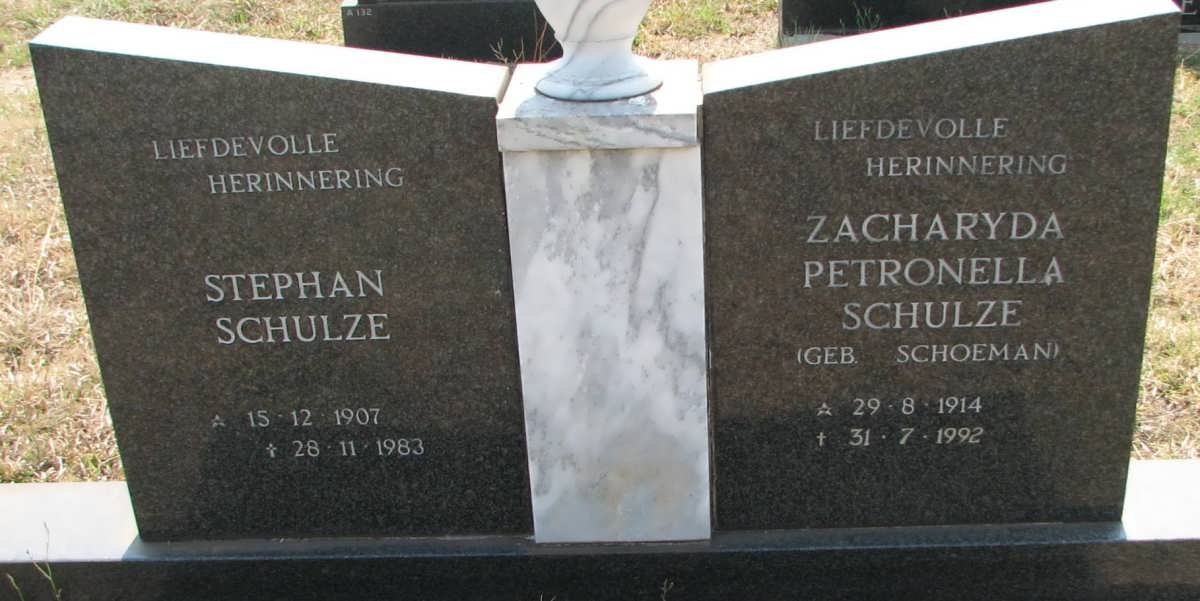 SCHULZE Stephan 1907-1983 &amp; Zacharyda Petronella SCHOEMAN 1914-1992