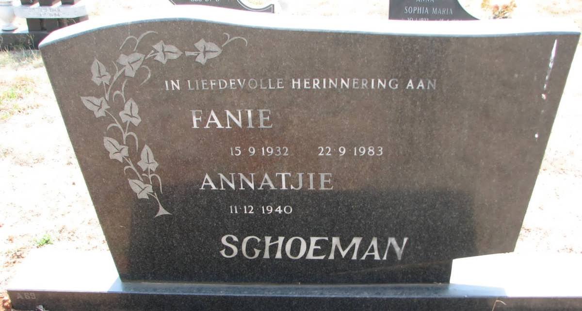 SCHOEMAN Fanie 1932-1983 &amp; Annatjie 1940-