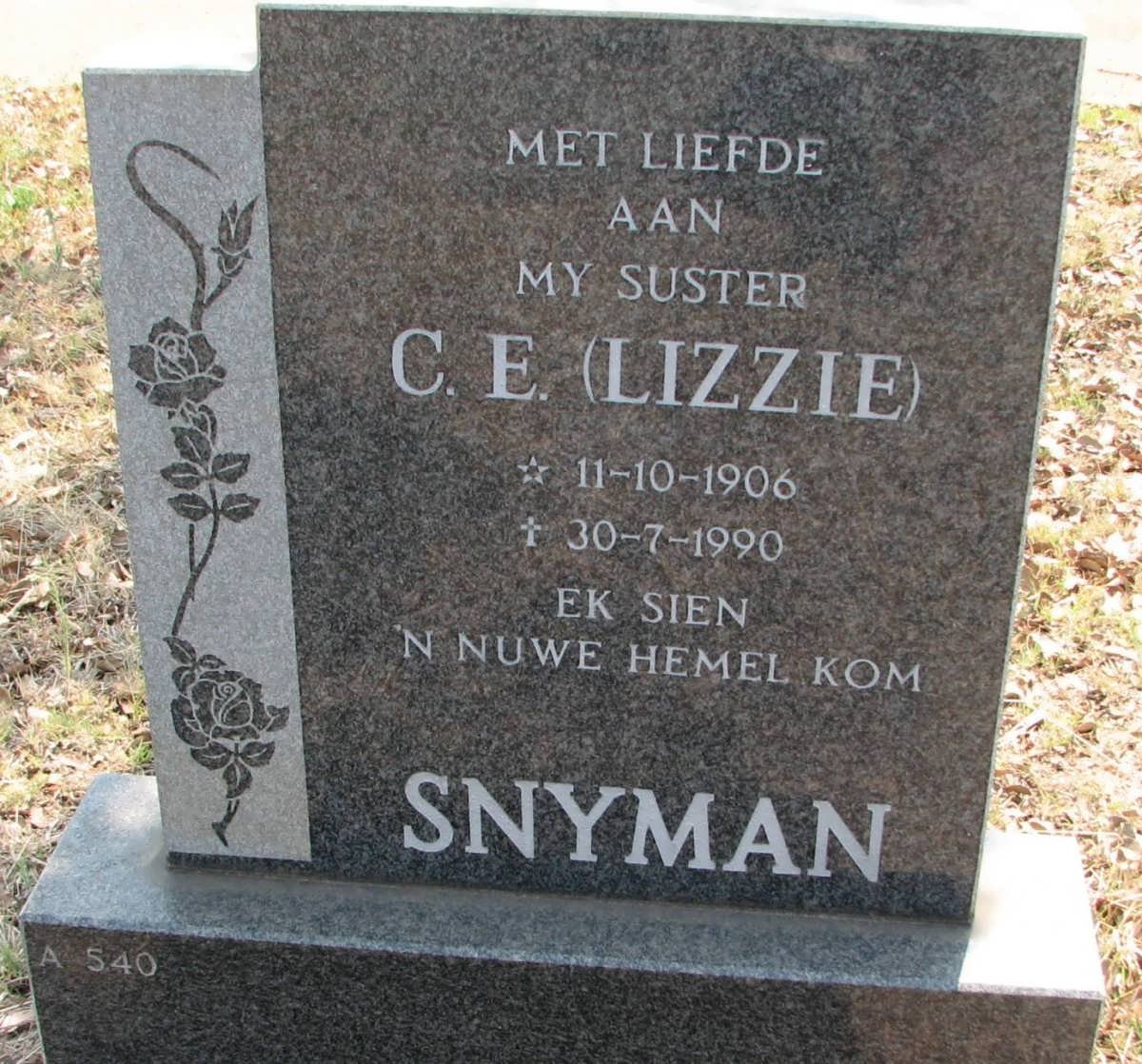 SNYMAN C.E. 1906-1990