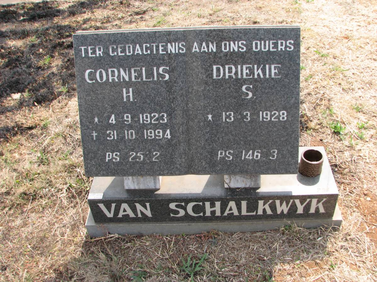 SCHALKWYK Cornelis H., van 1923-1994 &amp; Driekie S. 1928-