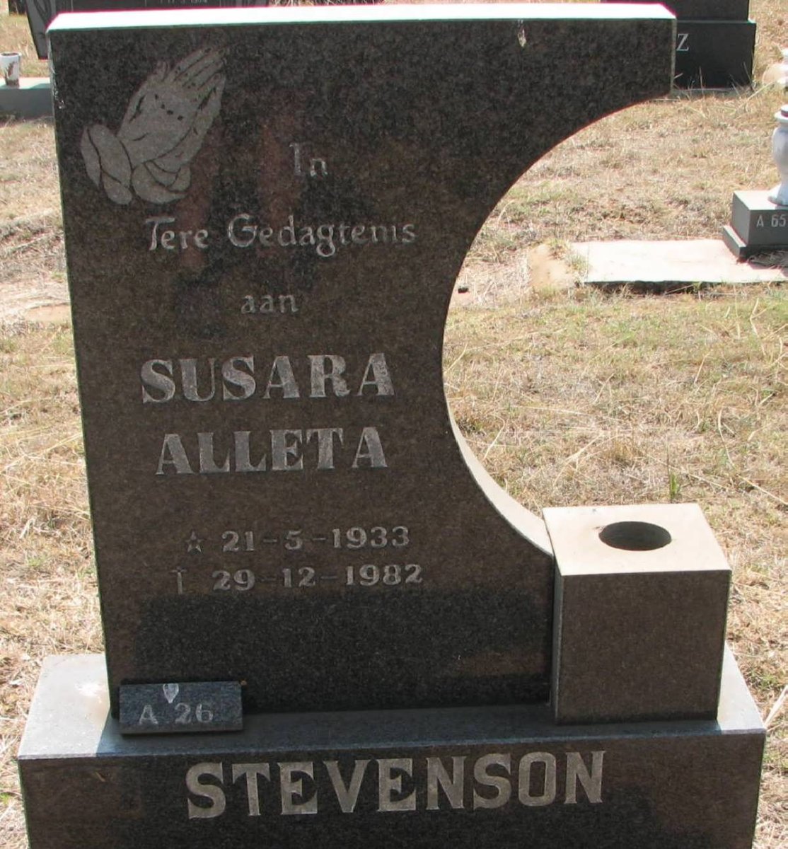 STEVENSON Susara Alleta 1933-1982