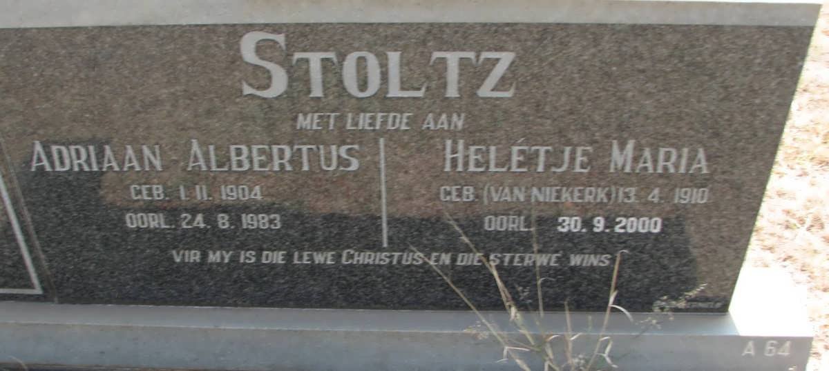 STOLTZ Adriaan Albertus 1904-1983 &amp; Helétje Maria VAN NIEKERK 1910-2000