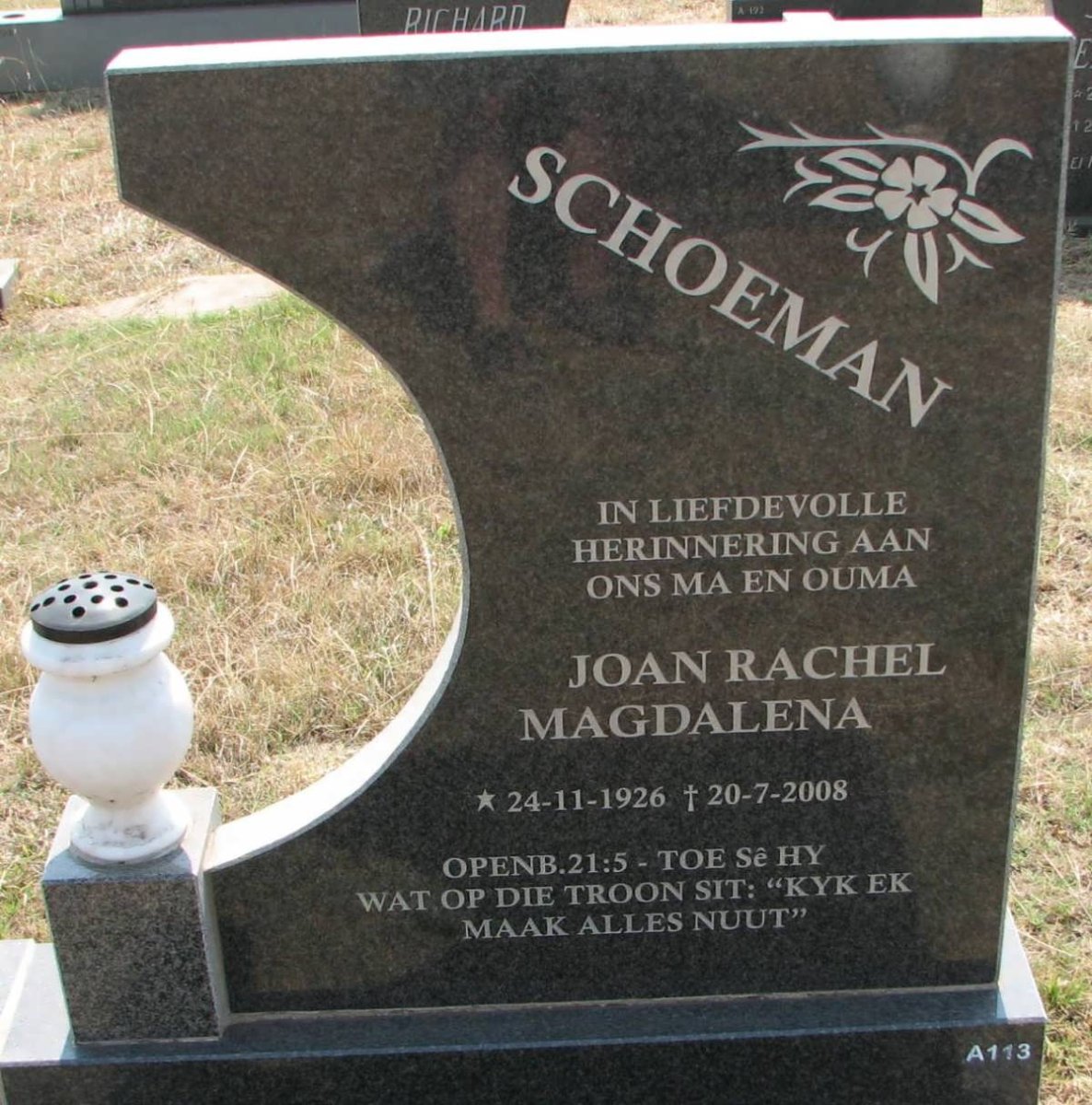 SCHOEMAN Joan Rachel Magdalena 1926-2008