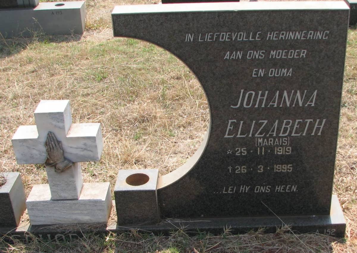 SCHOEMAN Richard Gerhardus 1920-1984 &amp; Johanna Elizabeth MARAIS 1919-1995