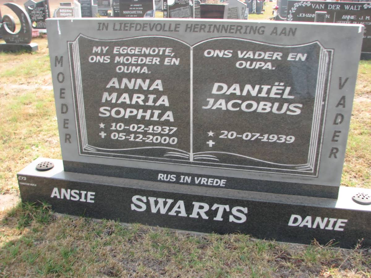 SWARTS Daniël Jacobus 1939- &amp; Anna Maria Sophia 1937-2000