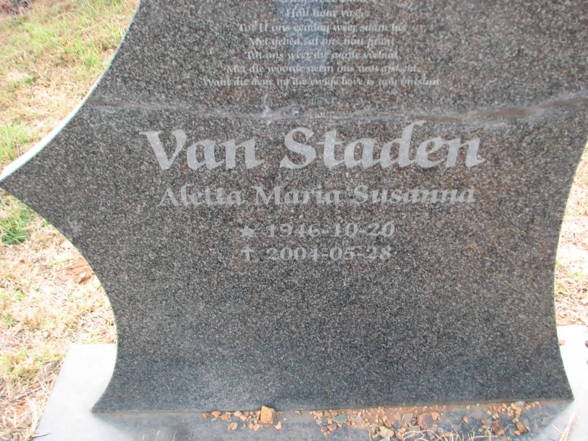 STADEN Aletta Maria Susanna, van 1946-2004