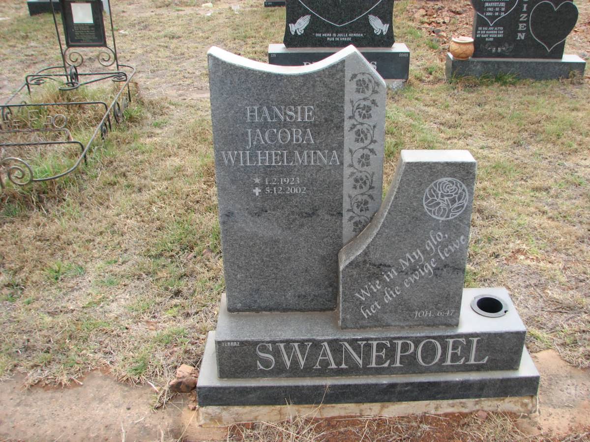 SWANEPOEL Hansie Jacoba Wilhelmina 1923-2002