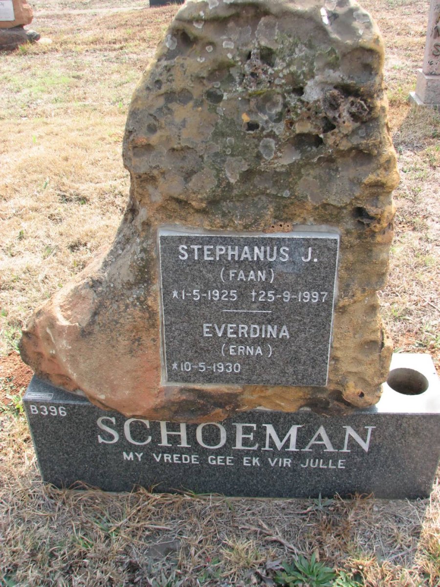 SCHOEMAN Stephanus J. 1925-1997 &amp; Everdina 1930-