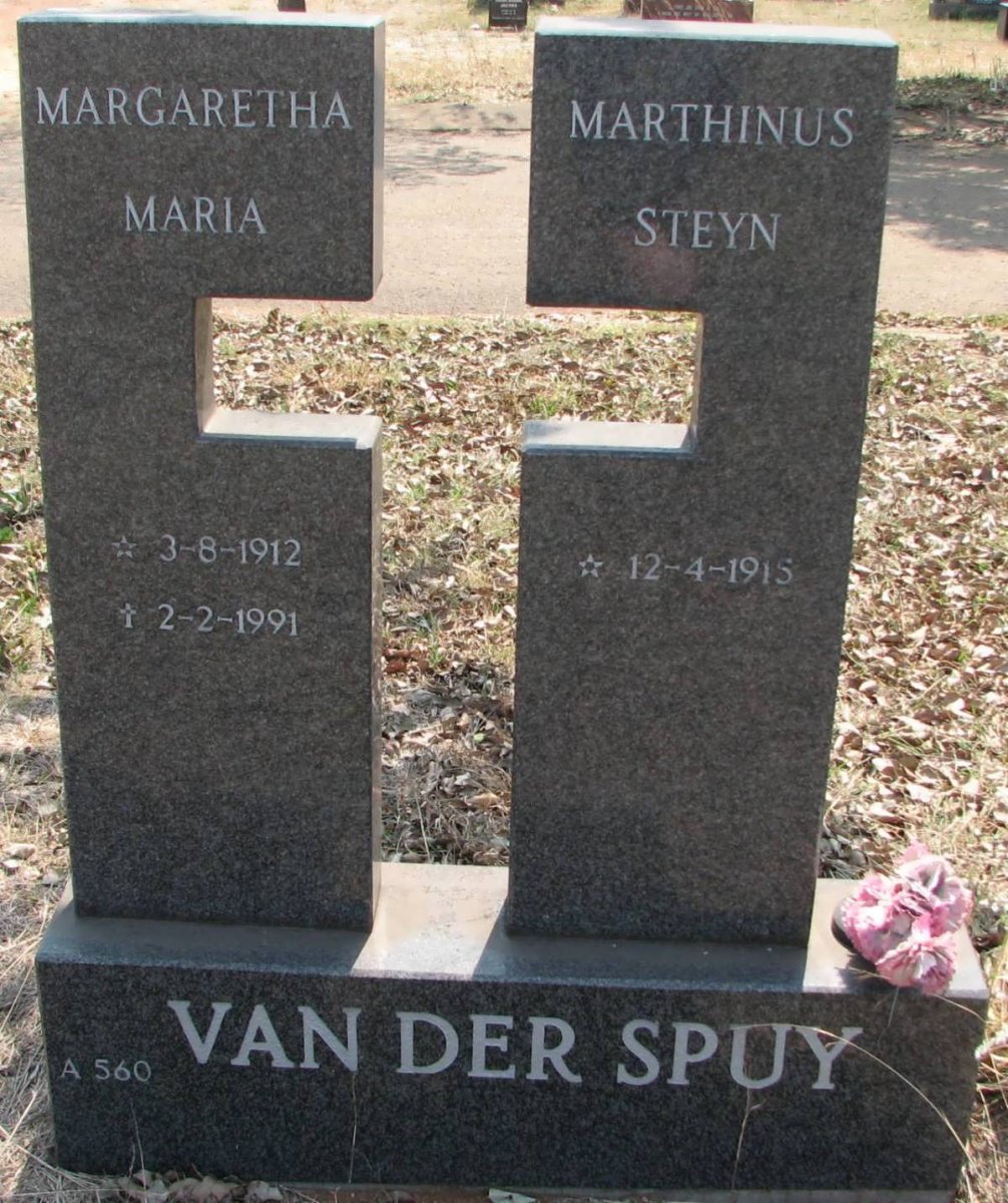 SPUY Marthinus Steyn, van der 1915- &amp; Margaretha Maria 1912-1991