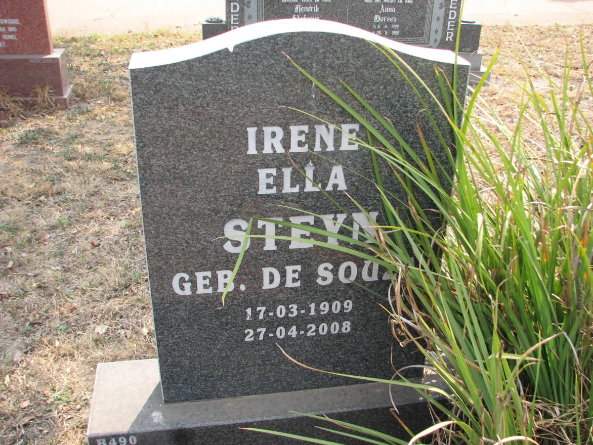 STEYN Irene Ella nee DE SOUZA 1909-2008