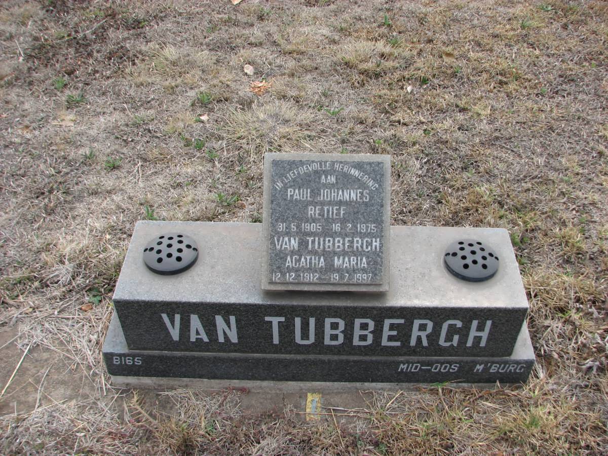 TUBBERGH Paul Johannes Retief, van 1905-1975 &amp; Agatha Maria 1912-1997