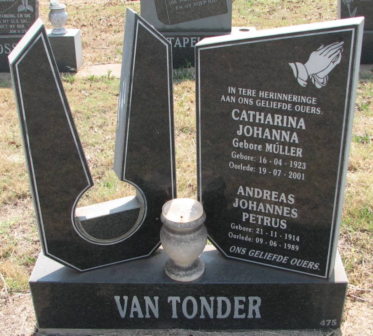 TONDER Andreas Johannes Petrus, van 1914-1989 &amp; Catharina Johanna MULLER 1923-2001