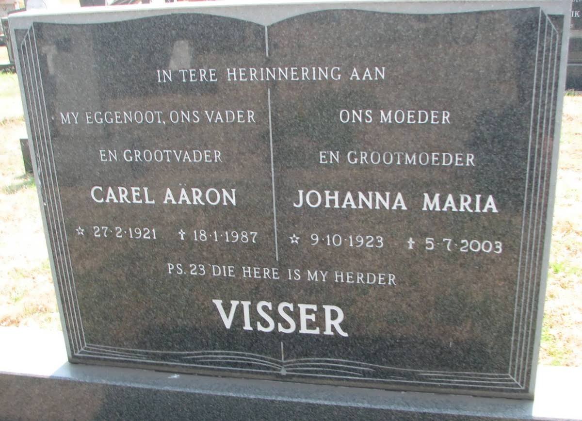 VISSER Carel Aäron 1921-1987 &amp; Johanna Maria 1923-2003