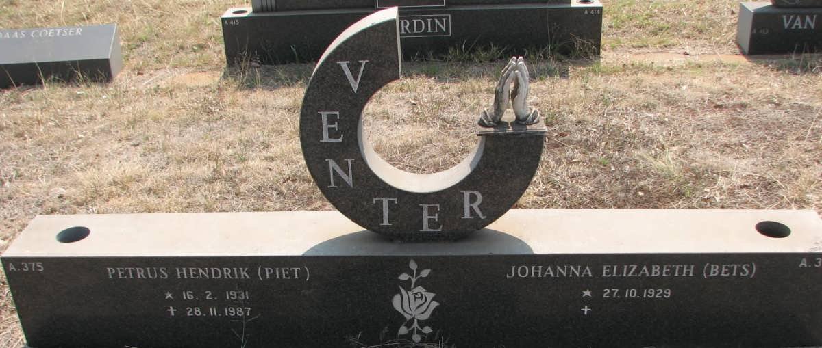 VENTER Petrus Hendrik 1931-1987 &amp; Johanna Elizabeth 1929-