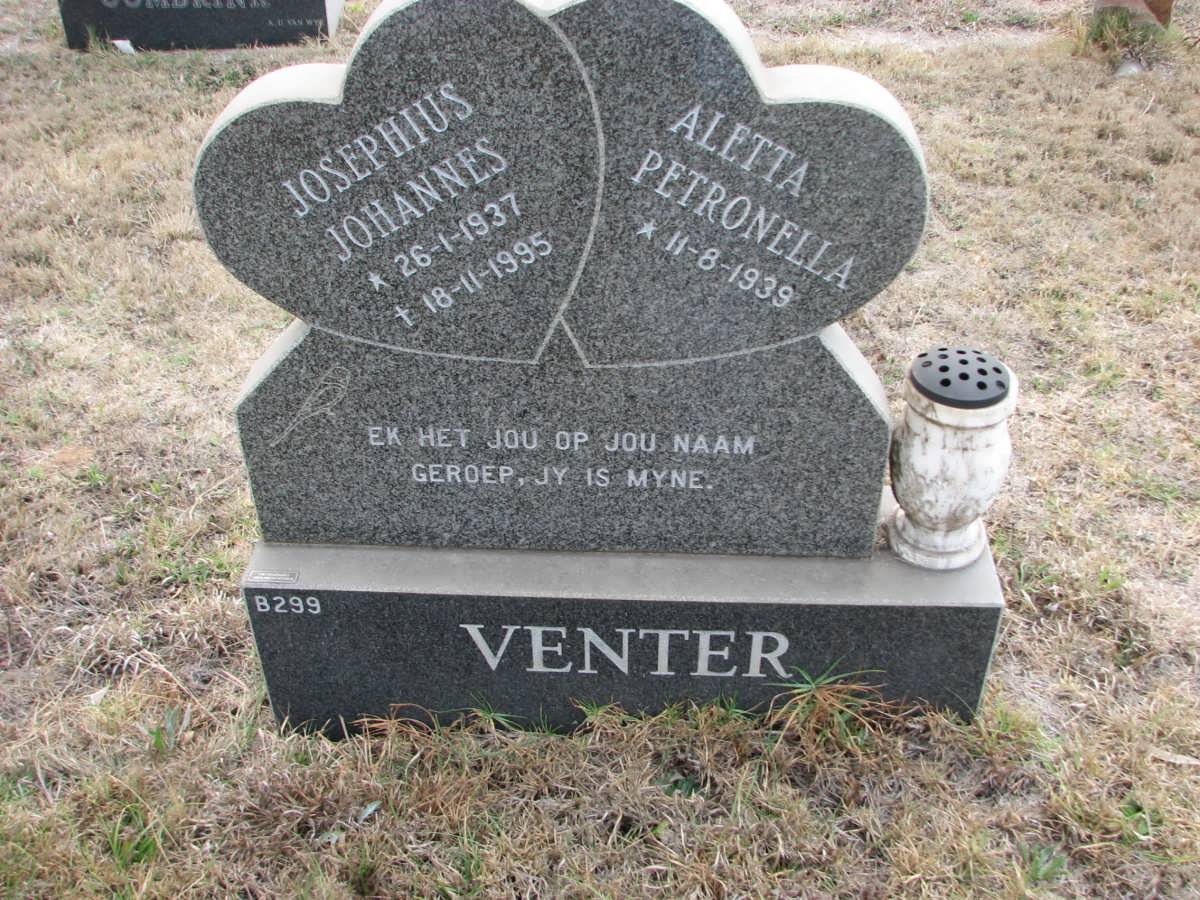 VENTER Josephius Johannes 1937-1995 &amp; Aletta Petronella 1939-