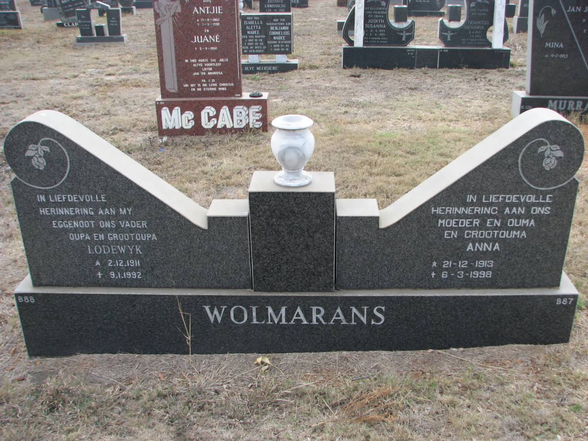 WOLMARANS Lodewyk 1911-1992 &amp; Anna 1913-1998