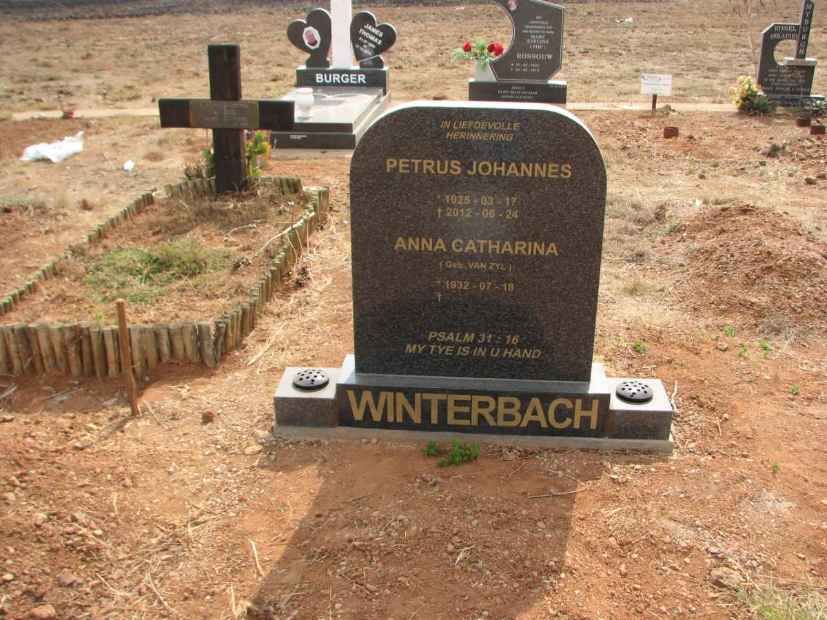 WINTERBACH Petrus Johannes 1925-2012 &amp; Anna Catharina VAN ZYL  1932-