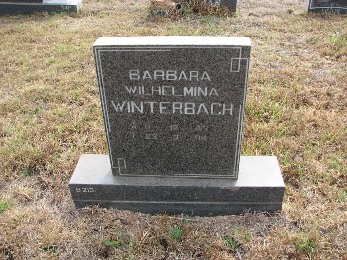 WINTERBACH Barbara Wilhelmina 1947-1994